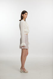 White ruffle top
