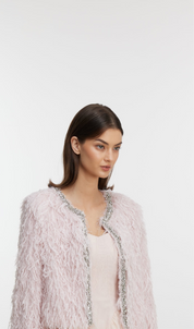 Stylish pink plush outerwear