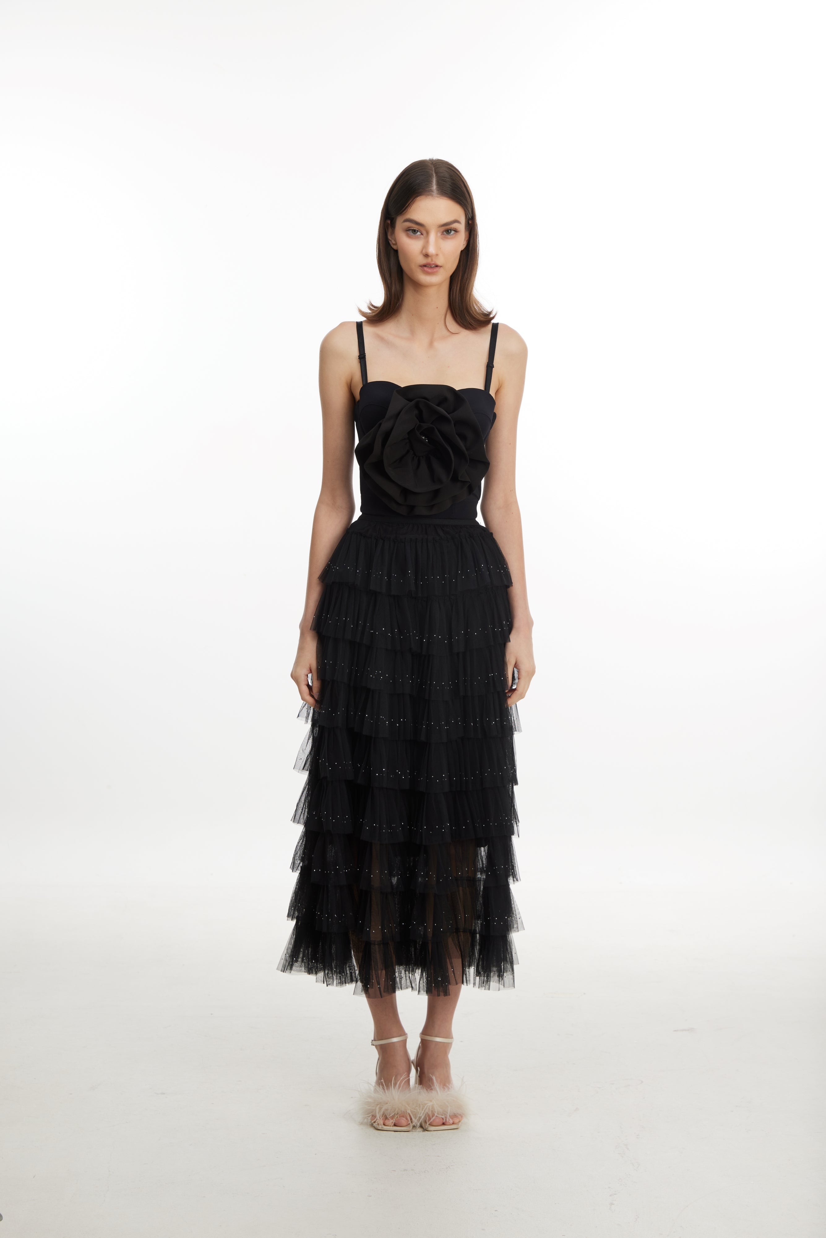 Midnight starry layered tulle dress