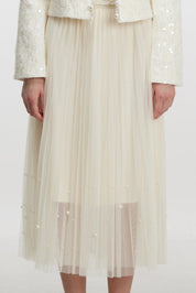 Pearl Tulle Midi Skirt