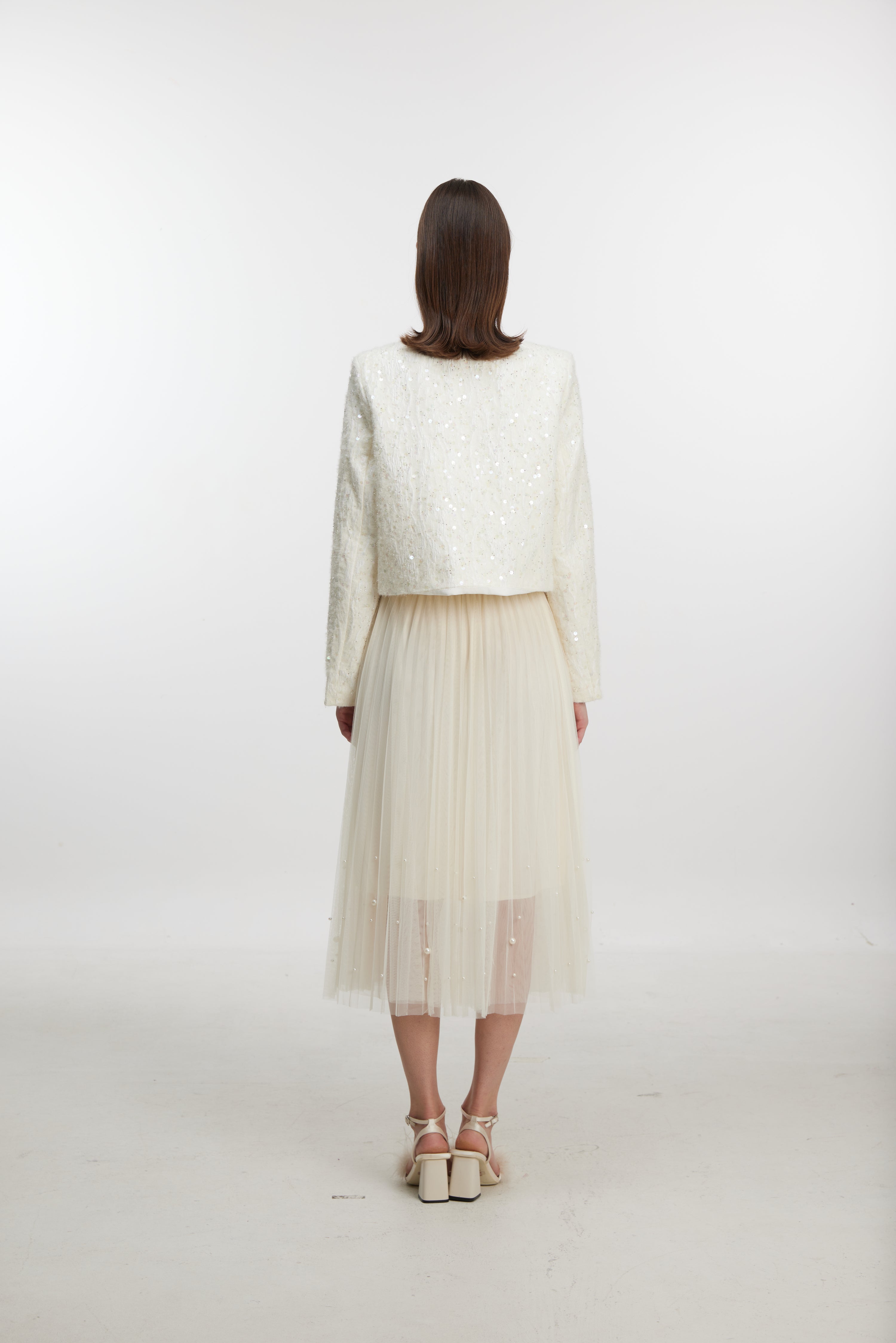Pearl Tulle Midi Skirt