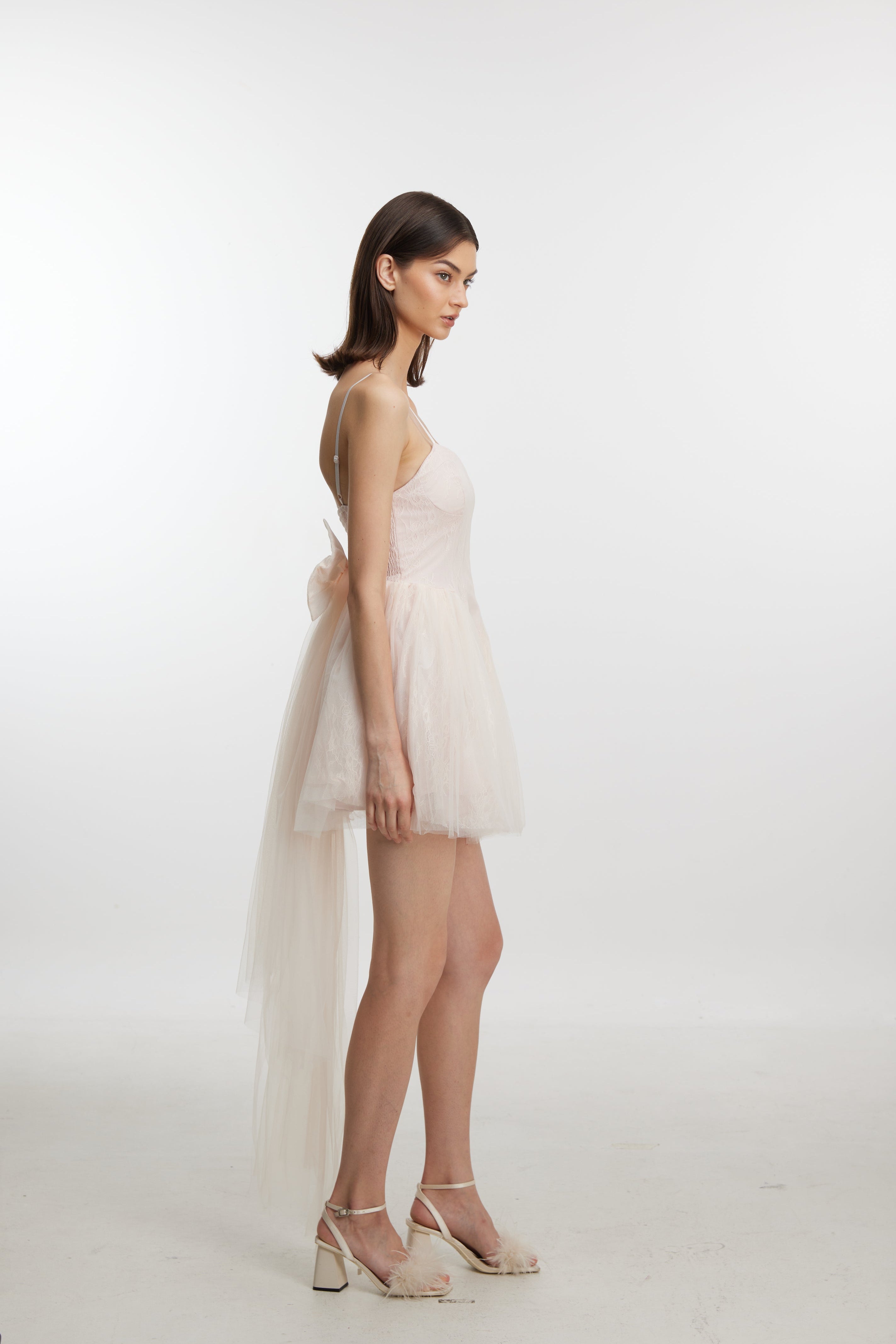 Tulle Slip Dress with Train