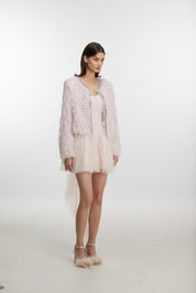 Stylish pink plush outerwear