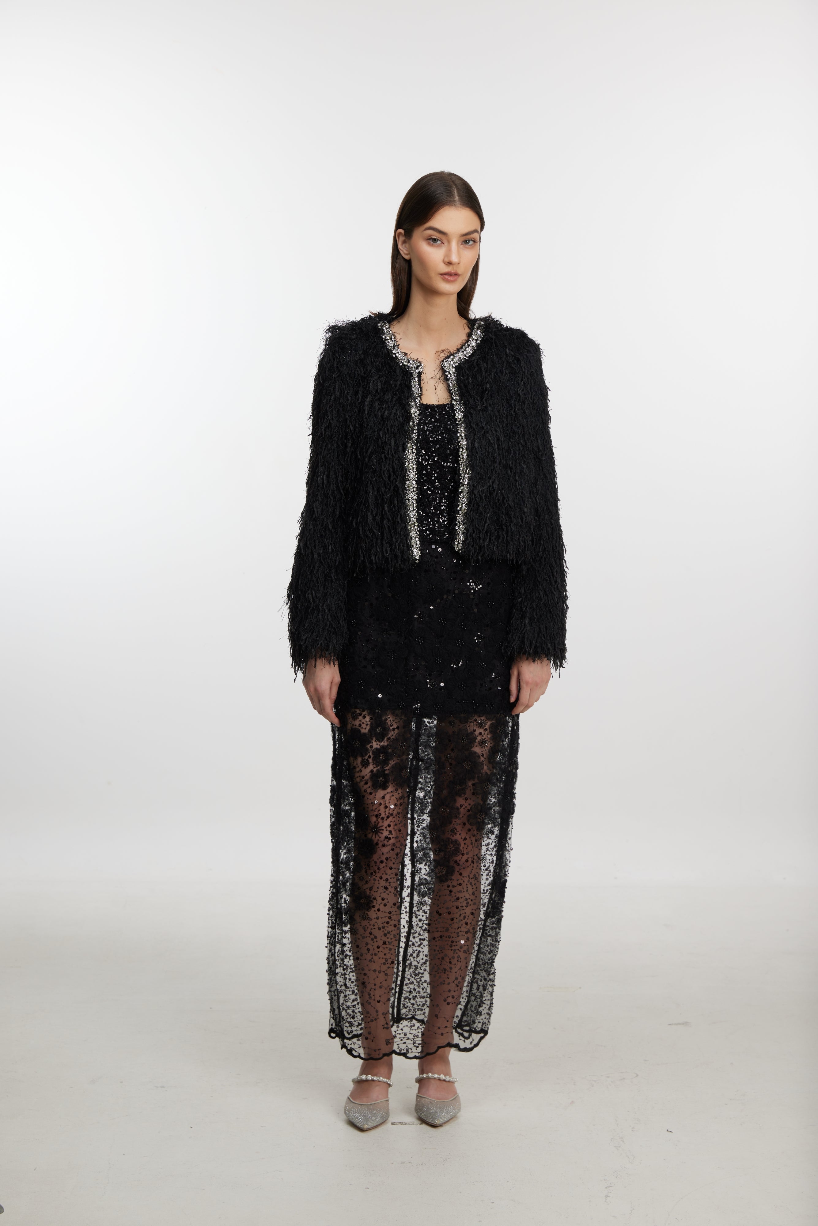 Stylish plush outwear Black