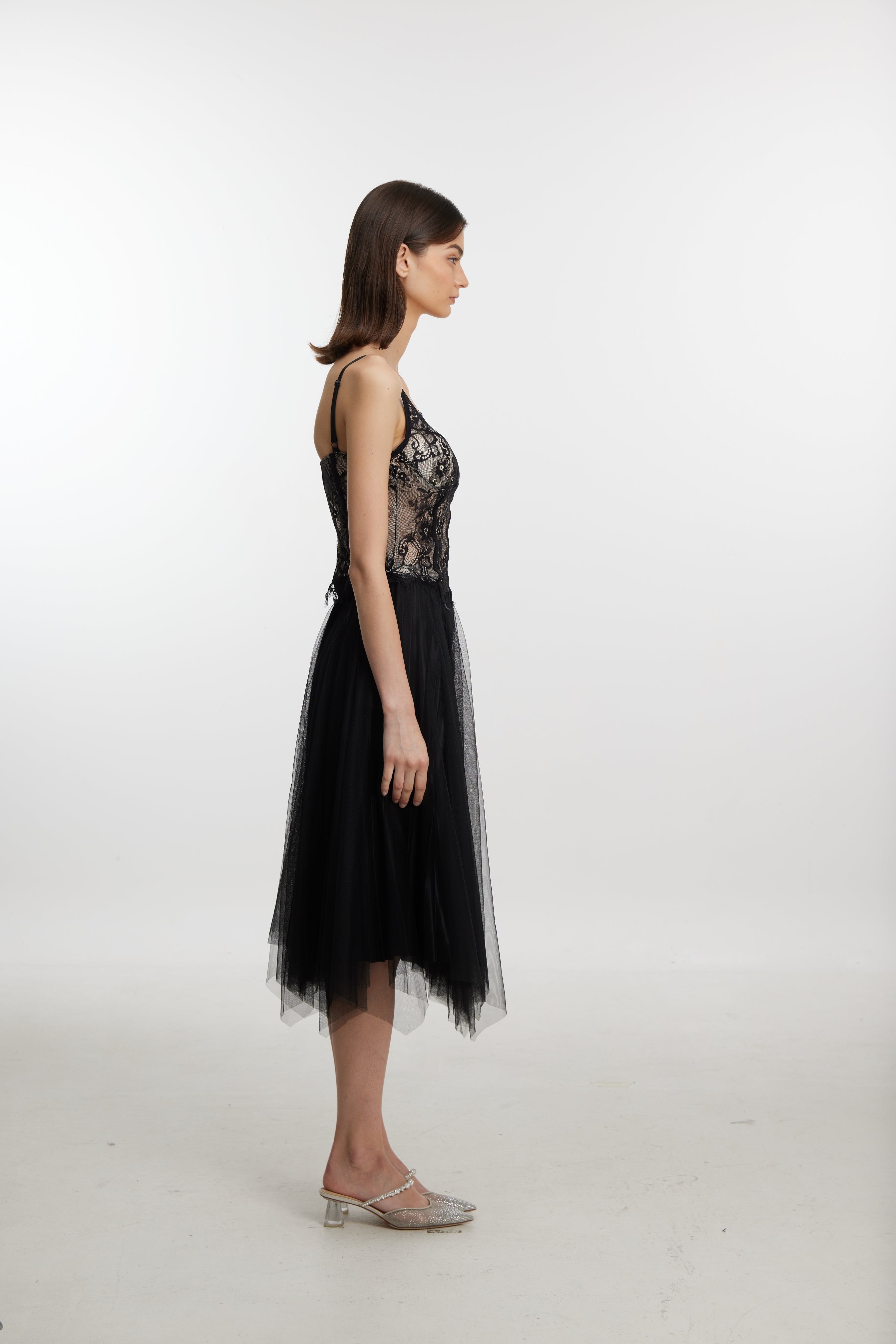 Black lace halter top