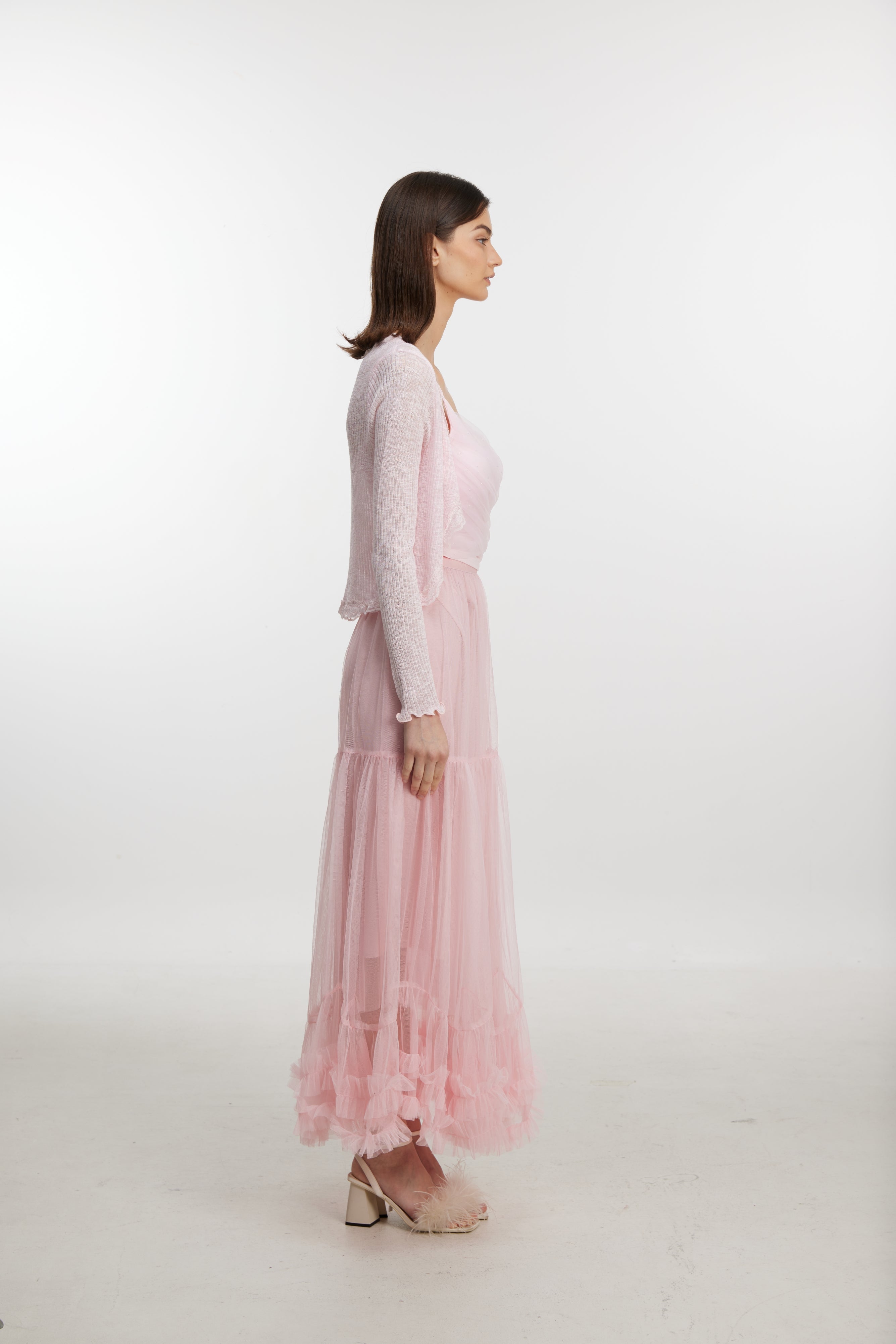 Lettuce-Edge Knit Cardigan