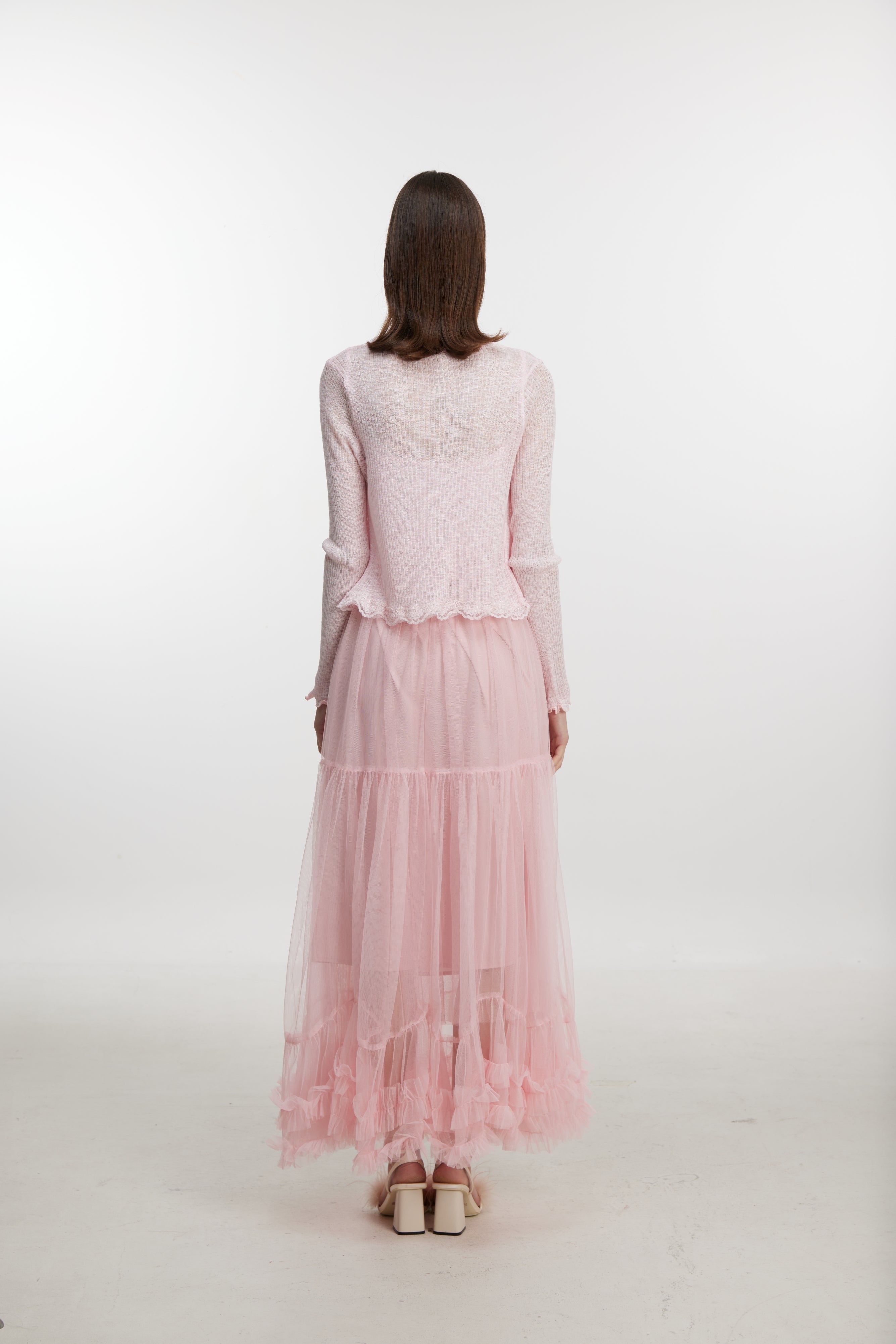 Lettuce-Edge Knit Cardigan