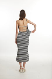 Striped spaghetti strap midi dress