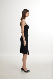 Black Spaghetti Strap Slit Dress