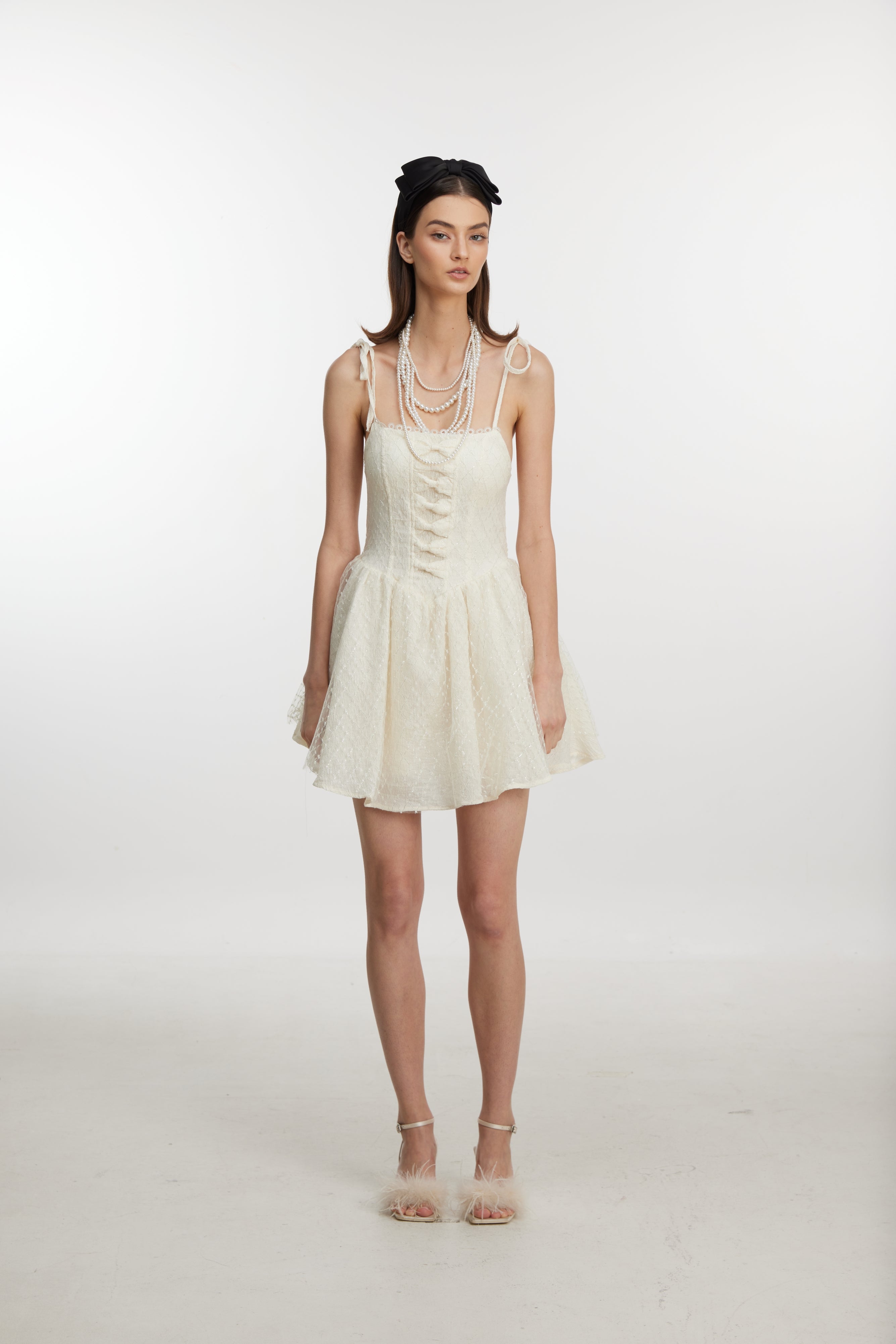 White lace strap dress