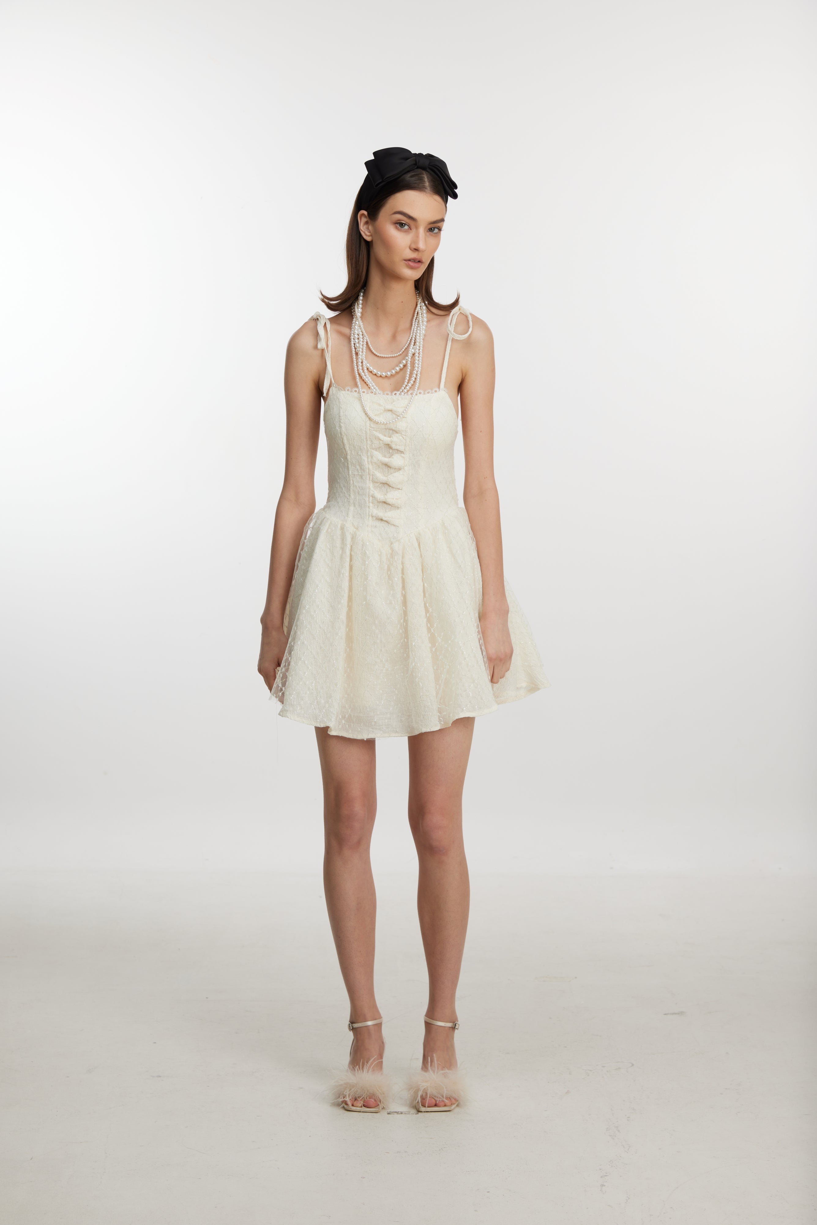 White lace strap dress