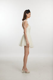 White lace strap dress