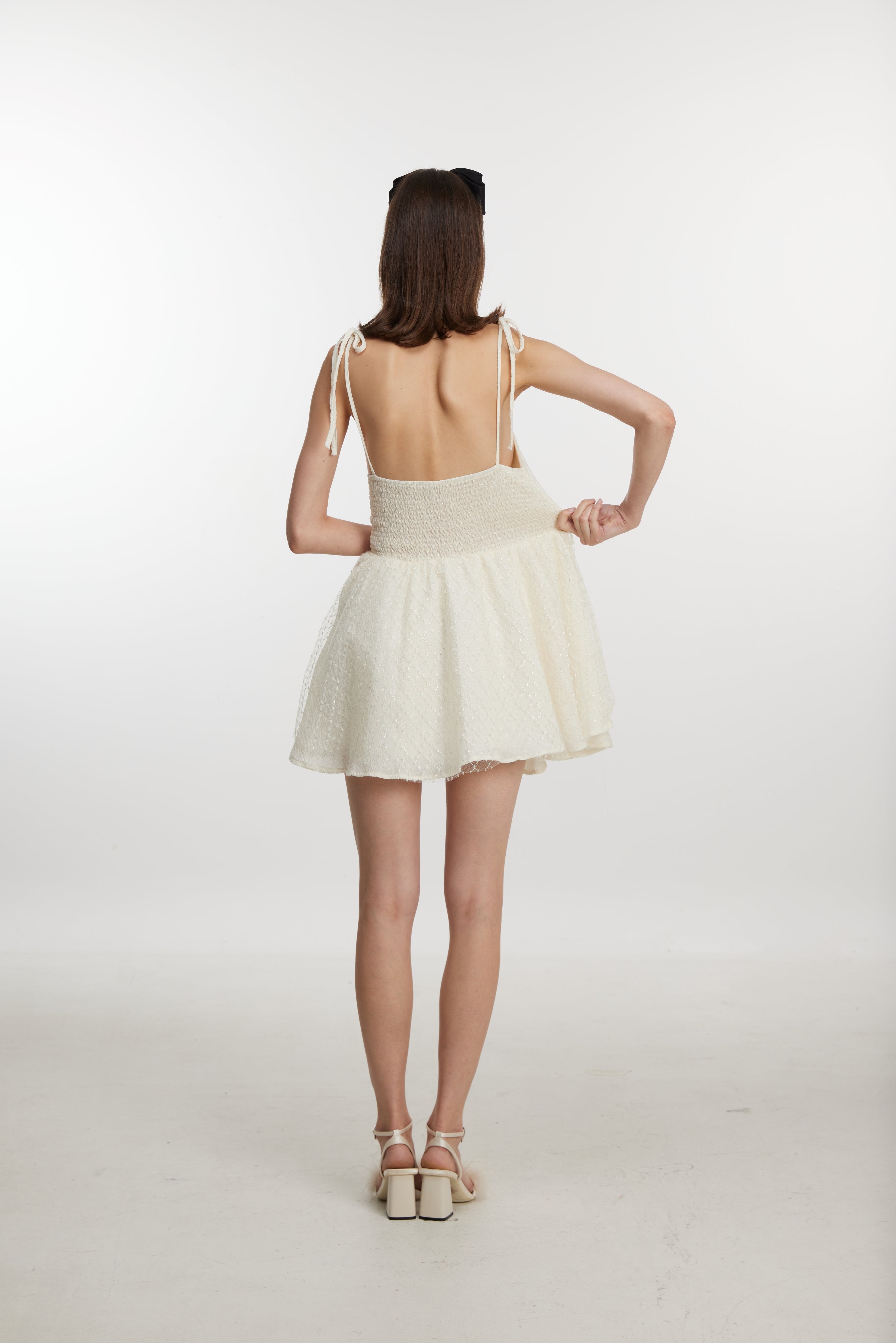 White lace strap dress