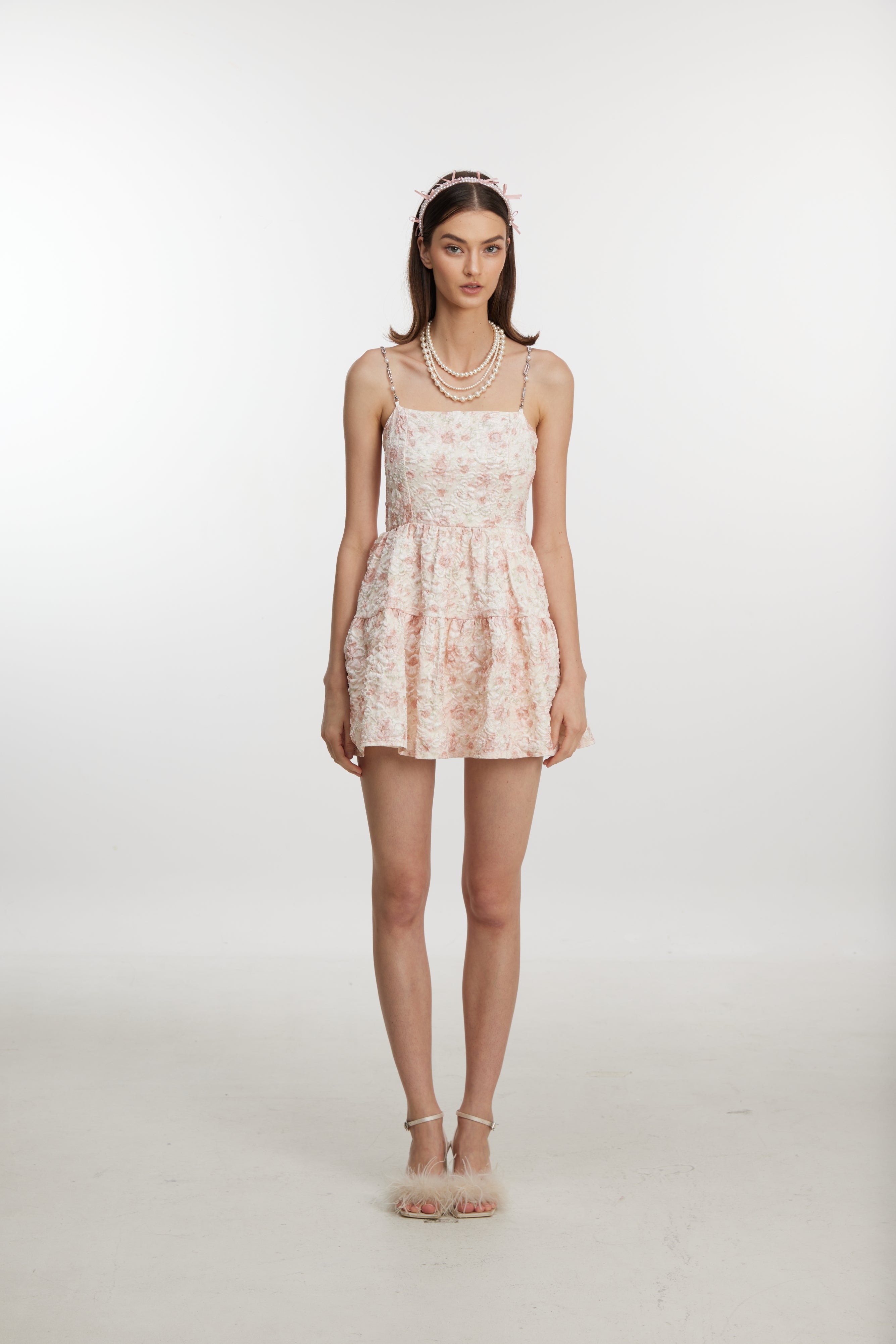 White lace spaghetti strap mini dress