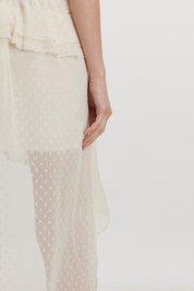 Chic white ruffle hem mini dress