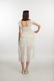 Chic white ruffle hem mini dress