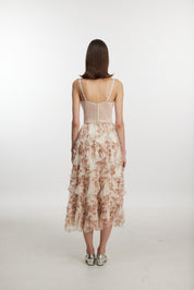 Pearl-Embellished Rose Bustier Top