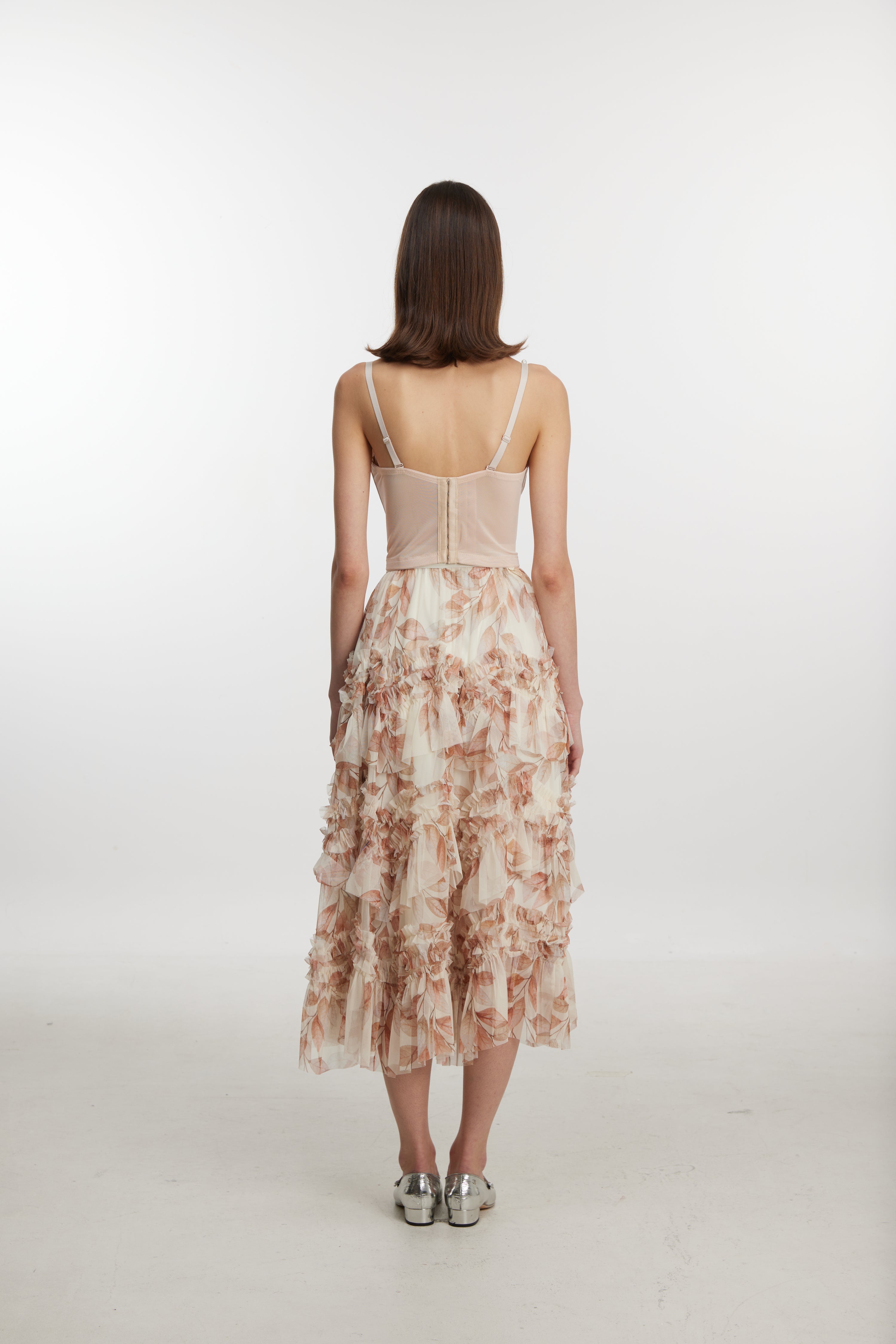 Pearl-Embellished Rose Bustier Top