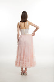 White halter top with pink flower