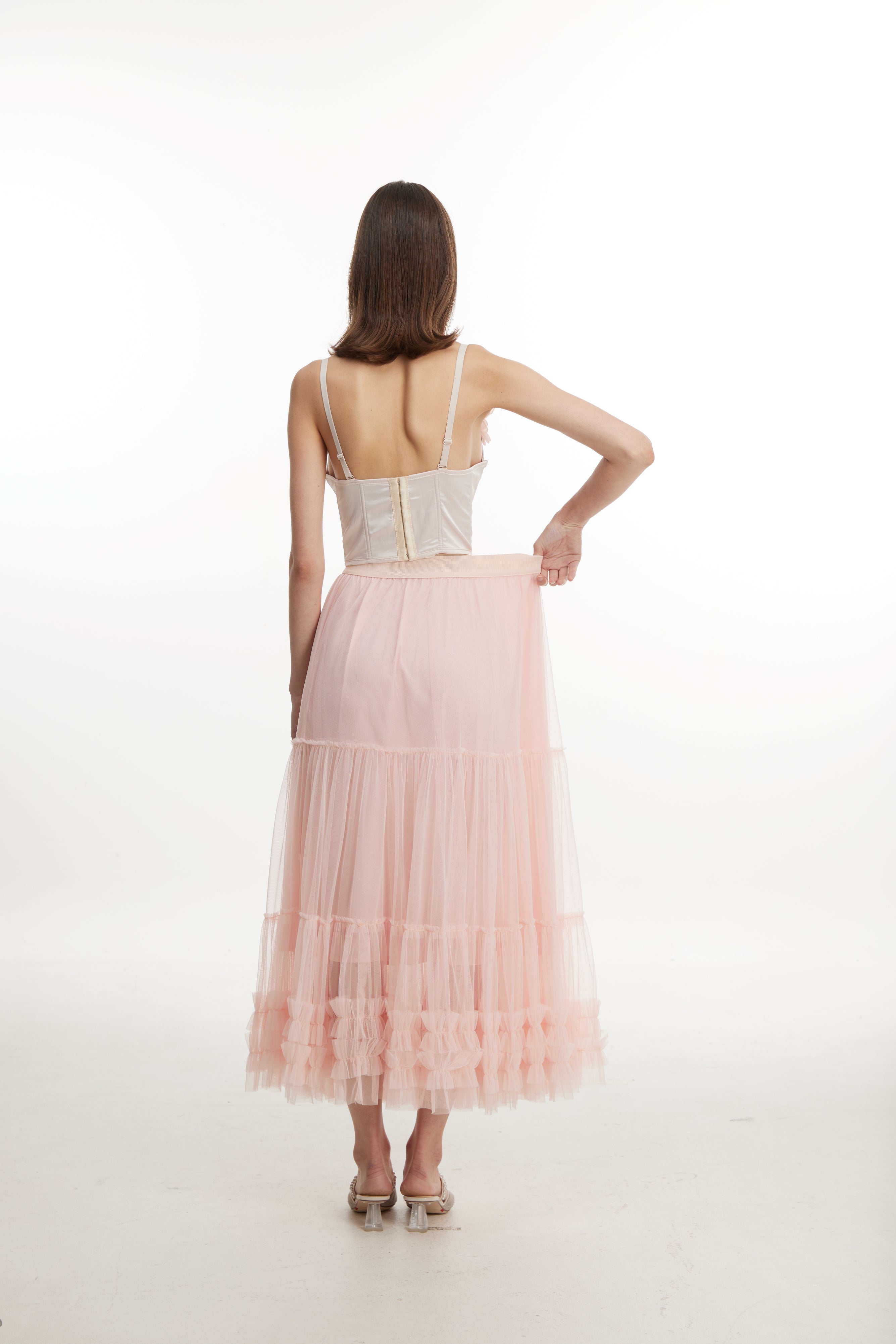 White halter top with pink flower