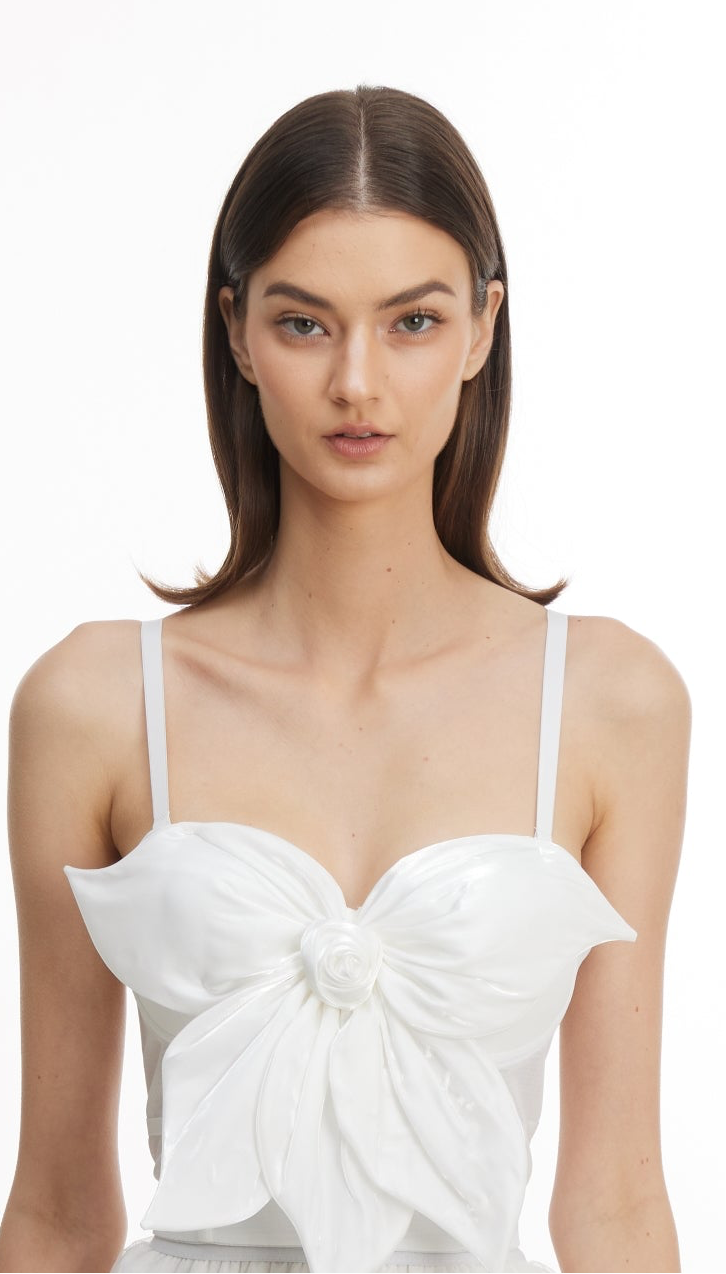White flower halter top