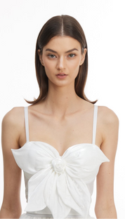 White flower halter top