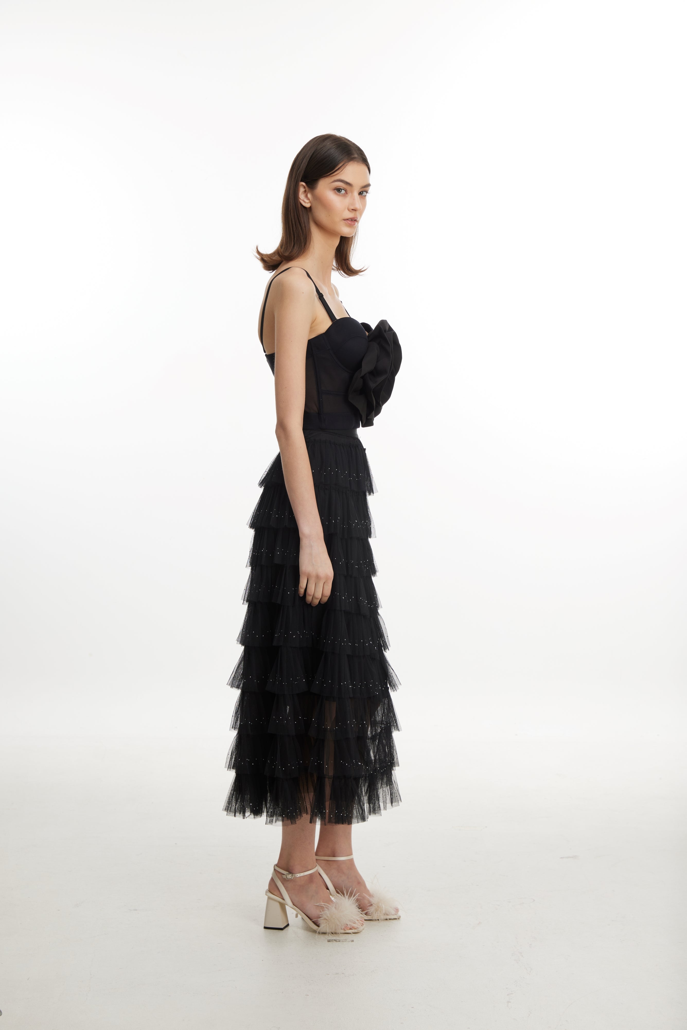 Midnight starry layered tulle dress
