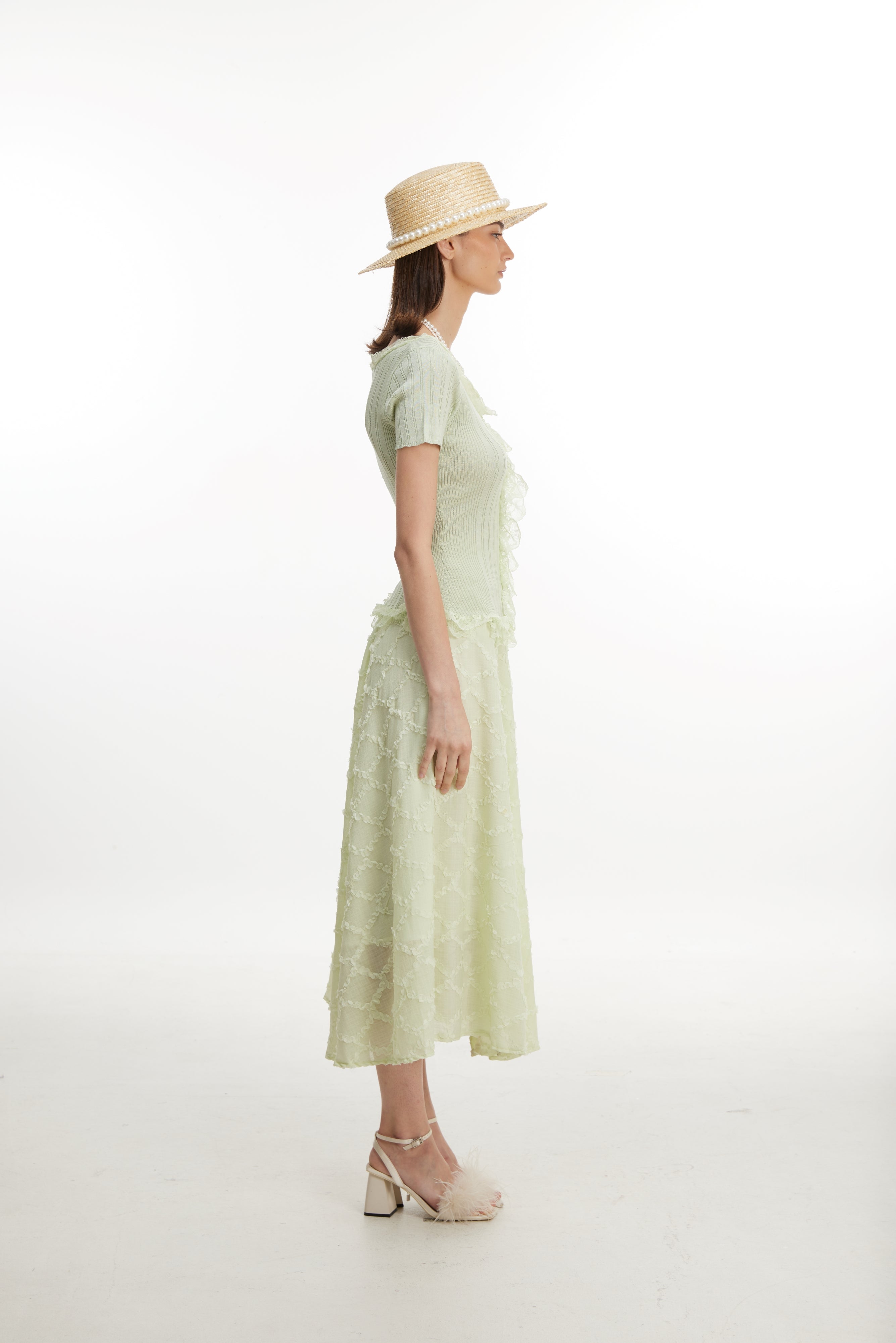 Green knitted lace top