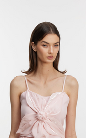 Pink flower halter top