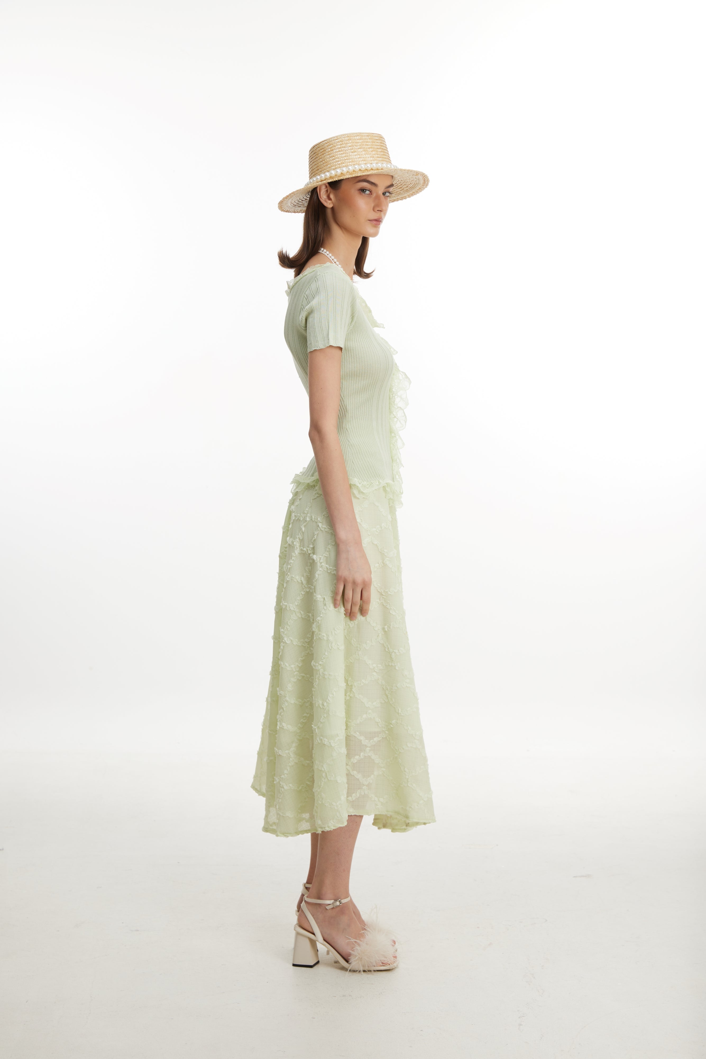 Green knitted lace top