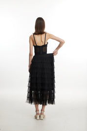 Midnight starry layered tulle dress