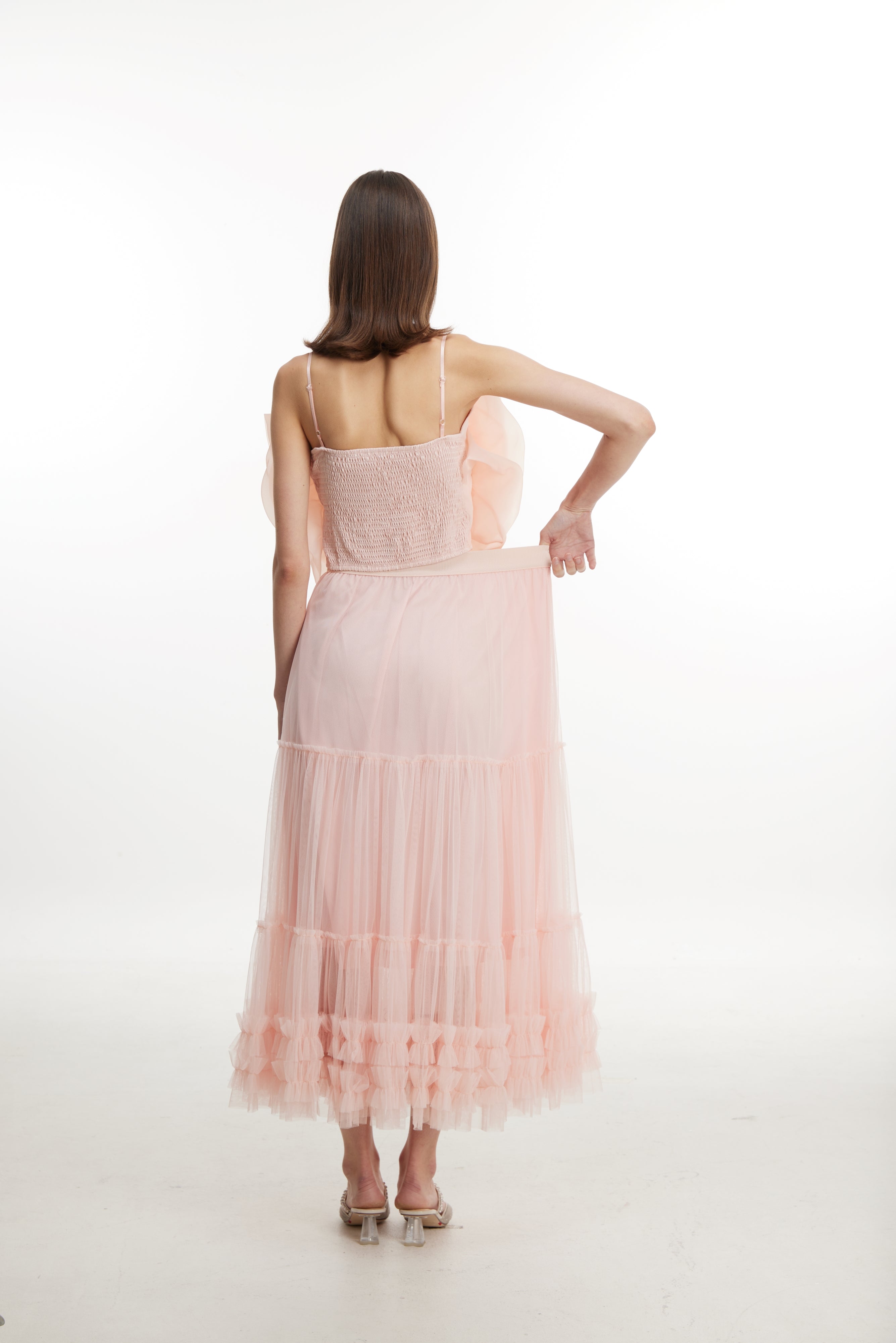 Pink rose lace skirt