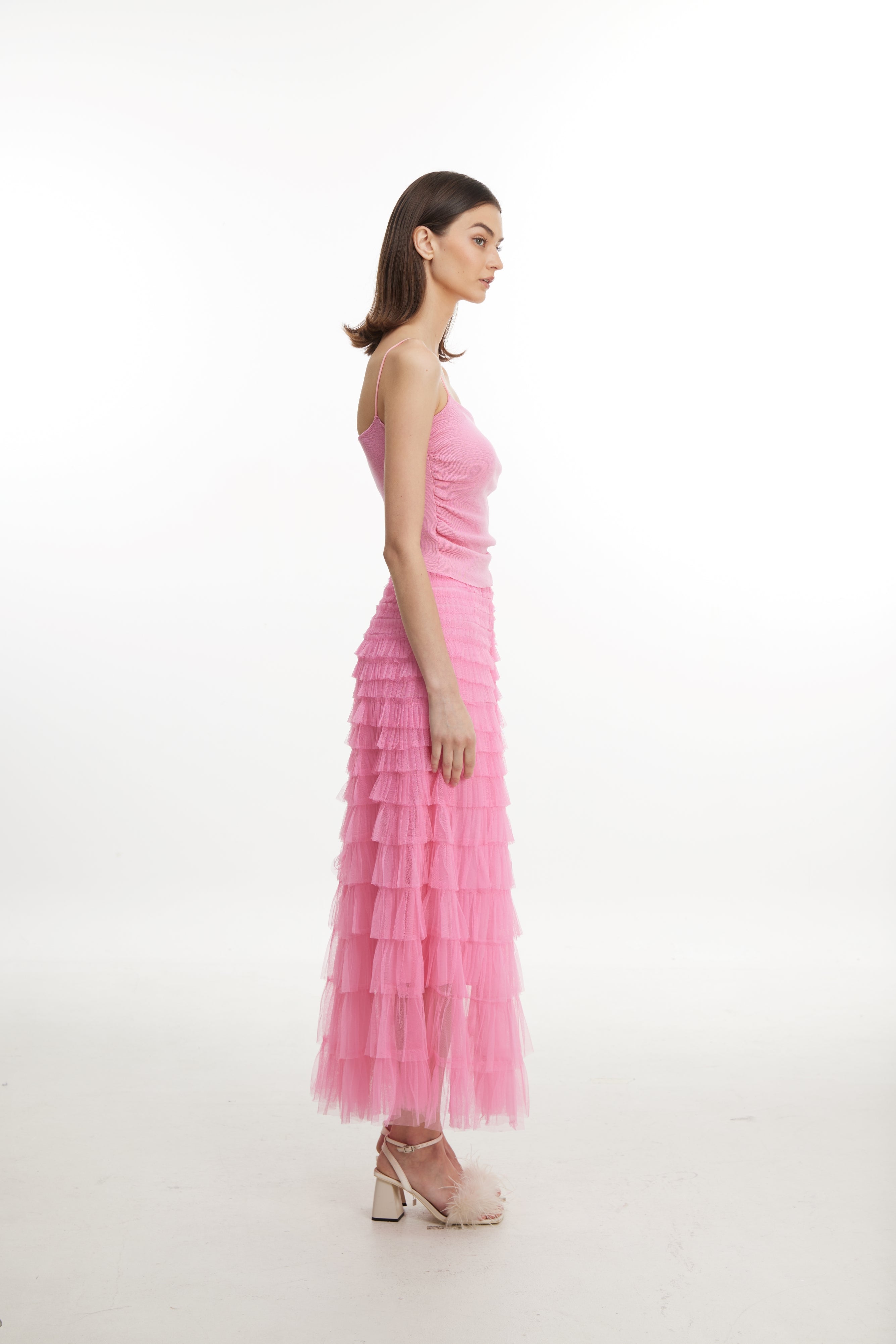 Pink chiffon skirt