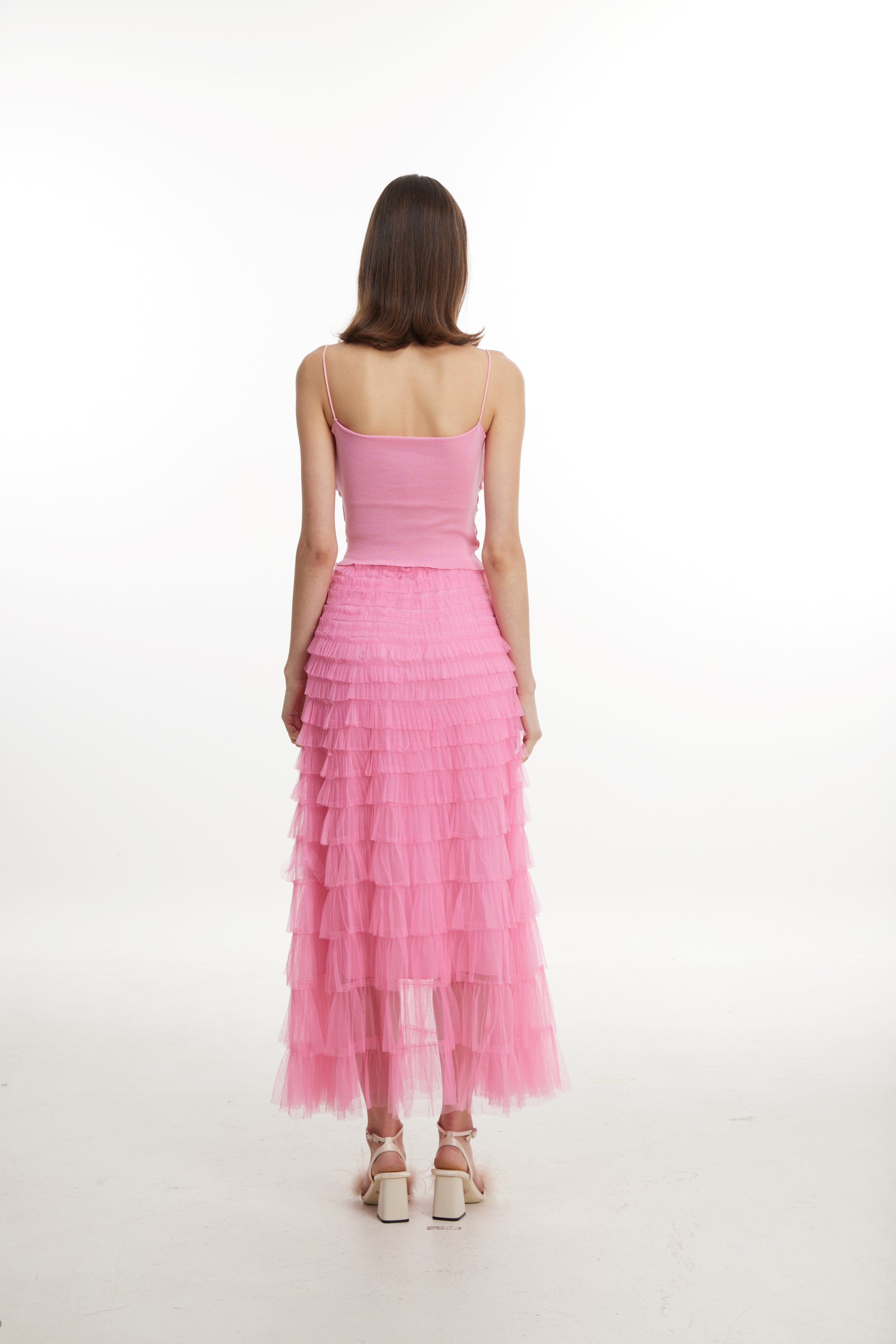 Pink chiffon skirt