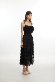 Midnight starry layered tulle dress