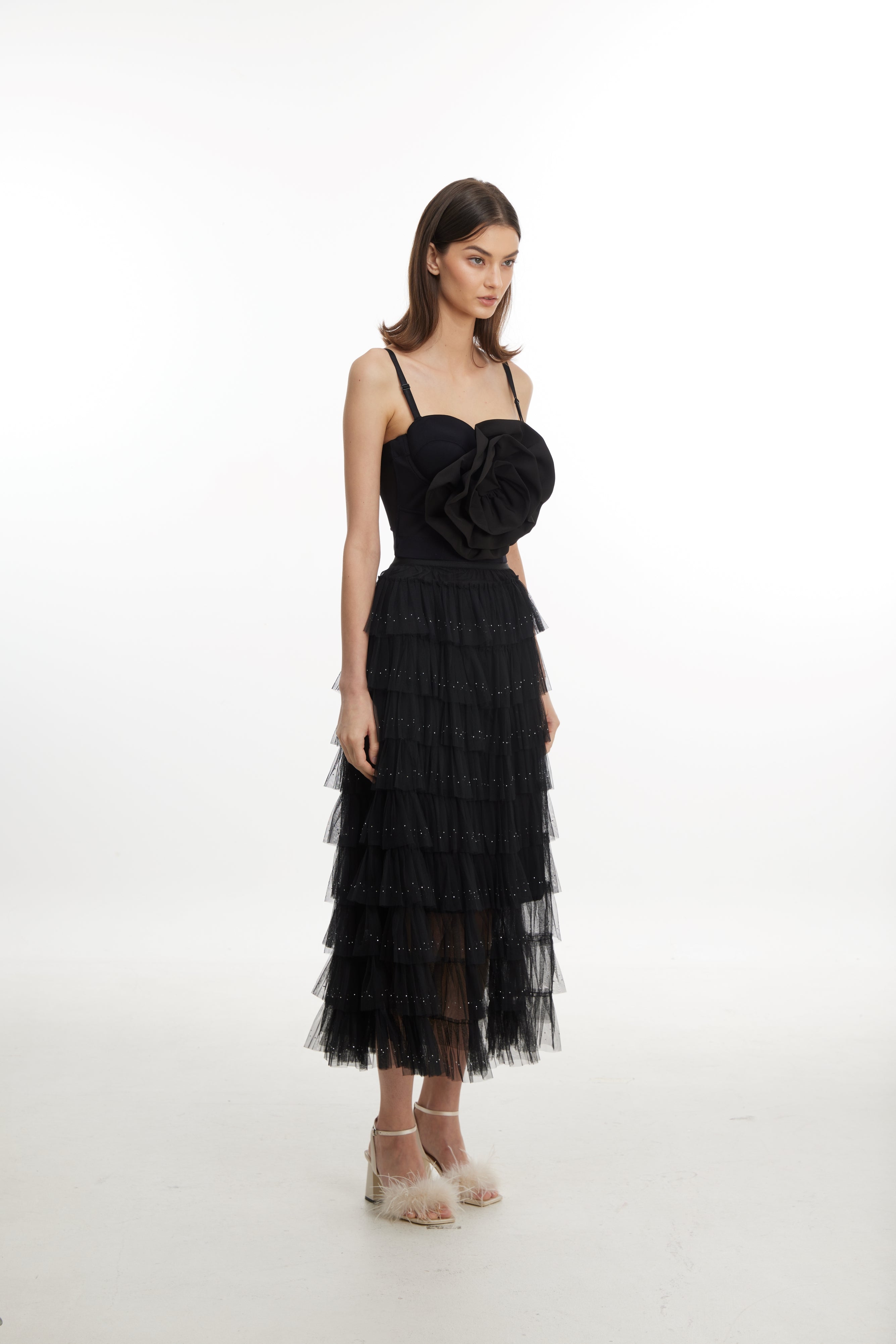 Midnight starry layered tulle dress