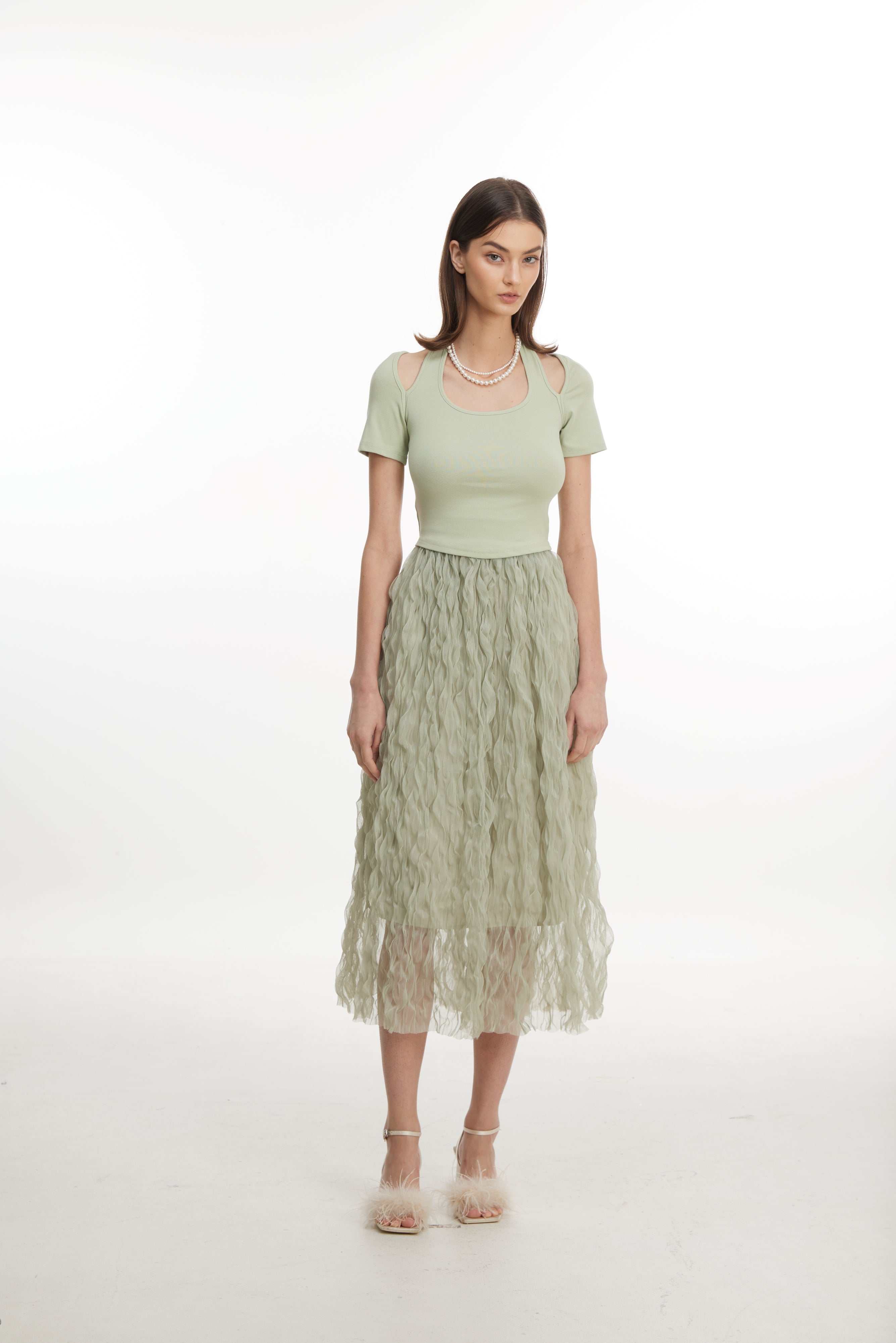 Green lace skirt