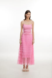 Pink chiffon skirt