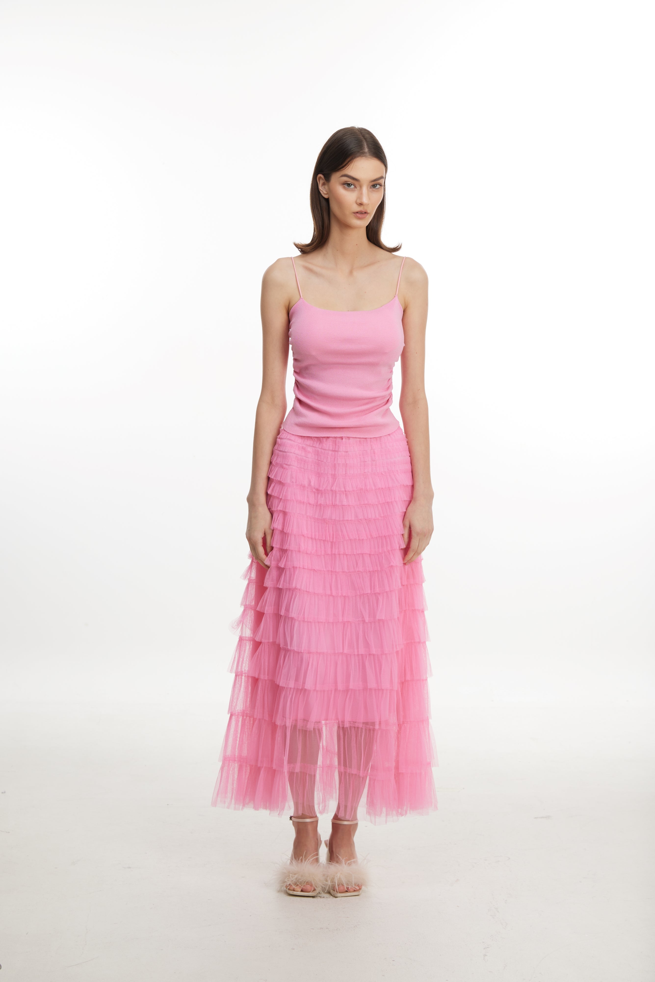 Pink chiffon skirt