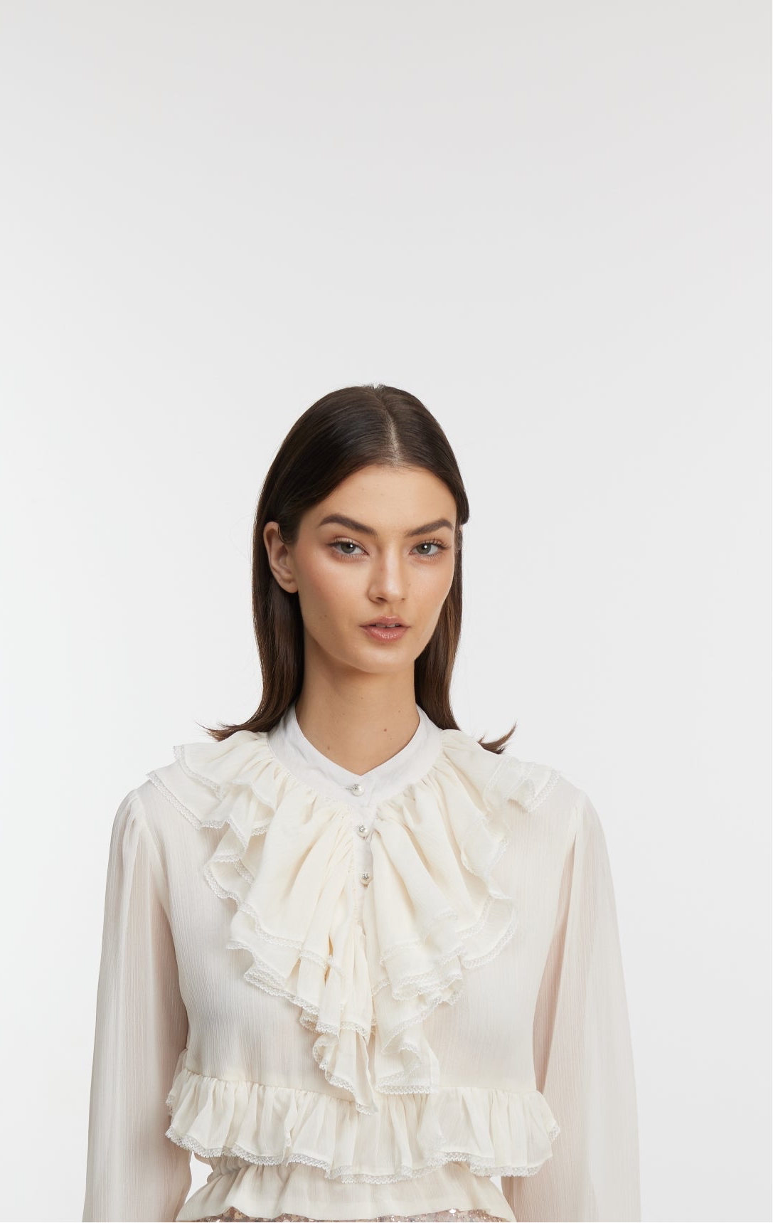 White ruffle top