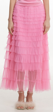 Pink chiffon skirt