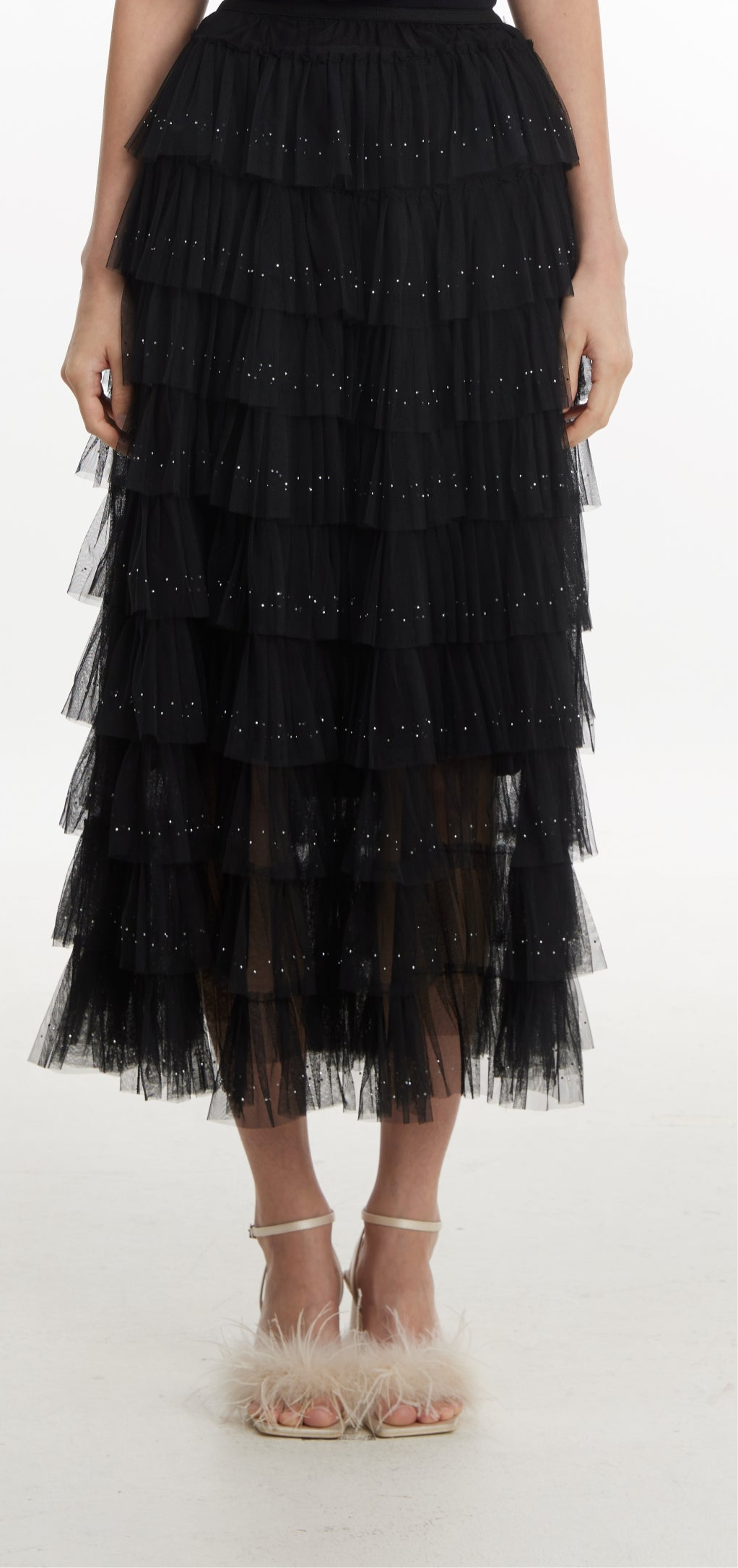 Midnight starry layered tulle dress