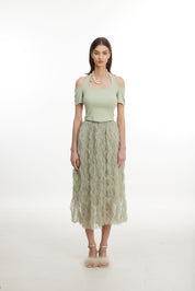 Green lace skirt