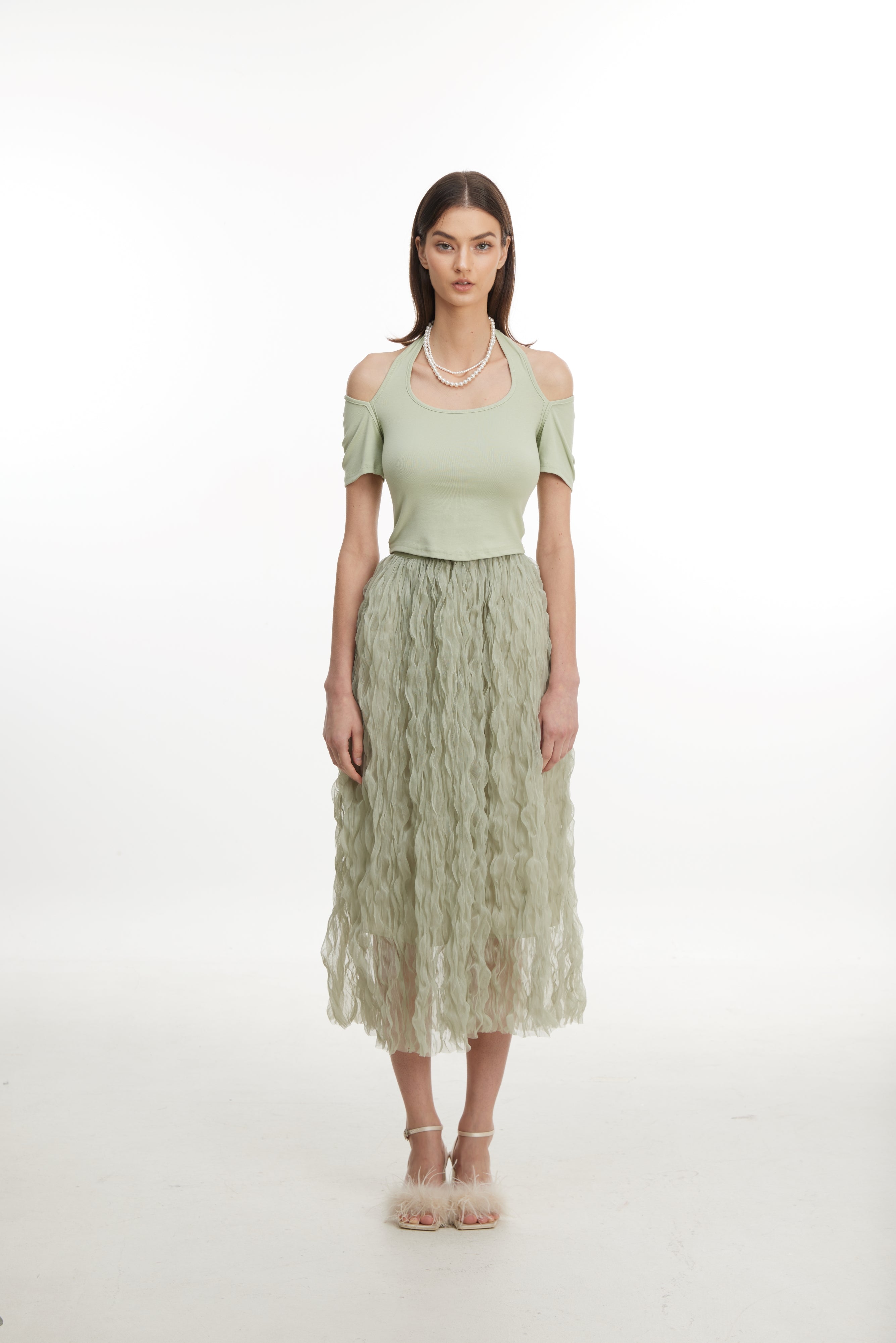 Green lace skirt