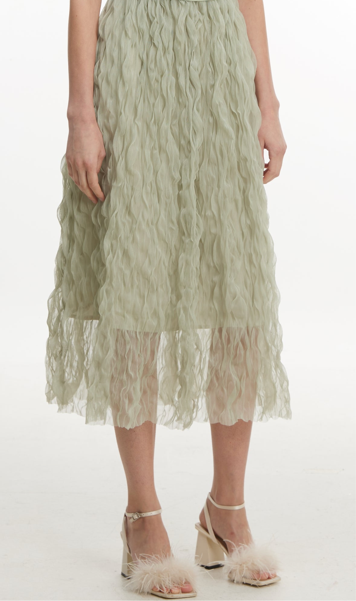 Green lace skirt