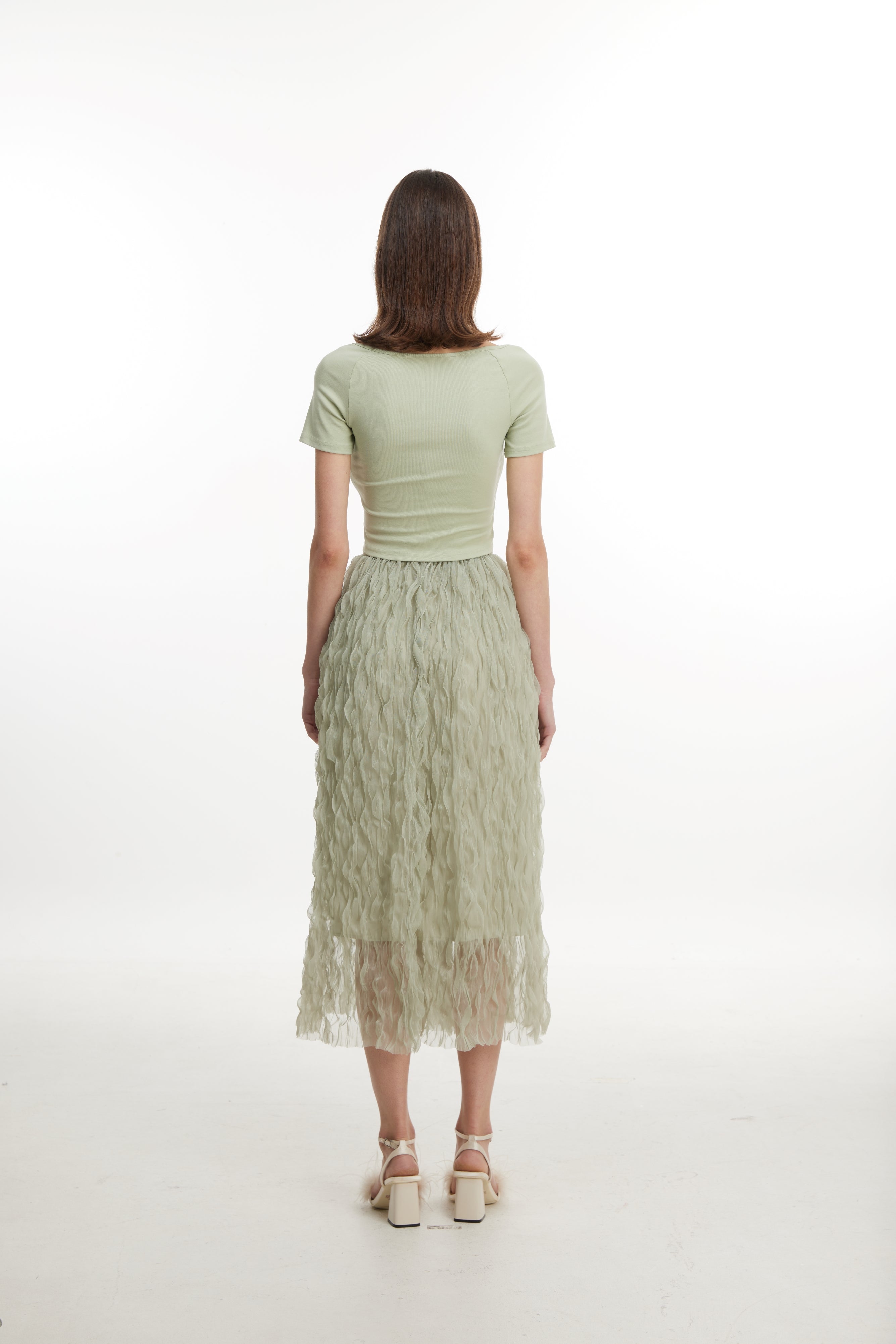 Green lace skirt