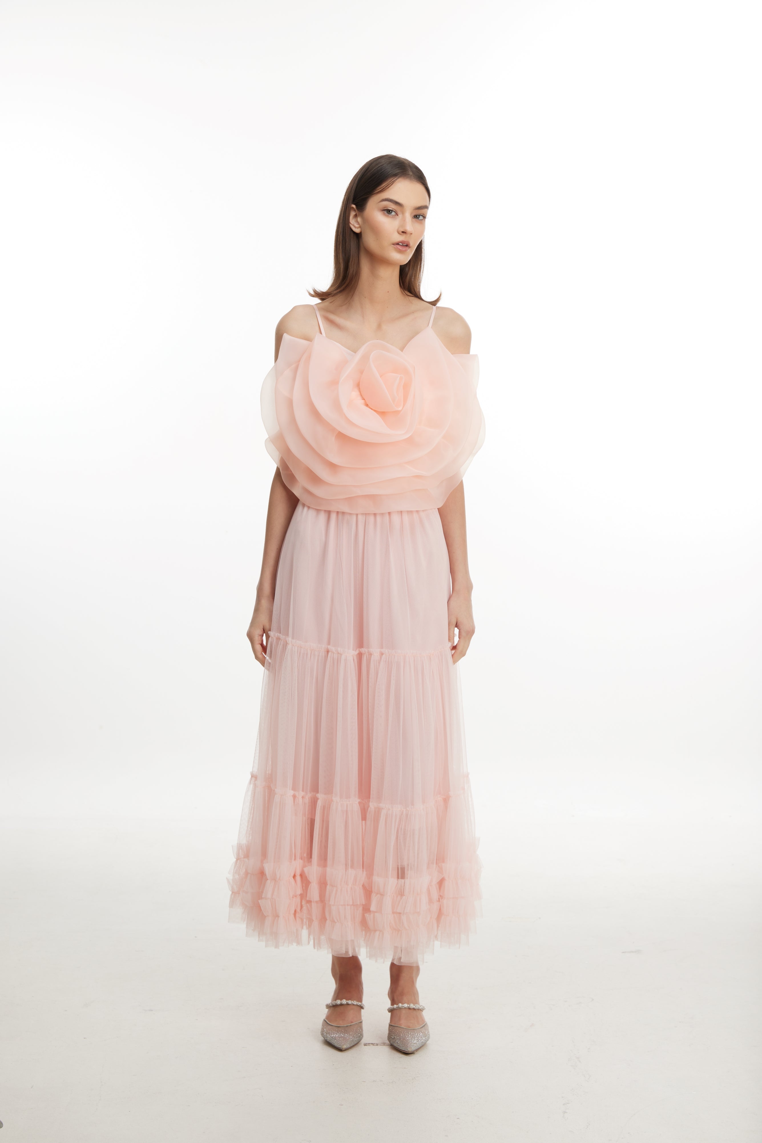 Pink rose lace skirt