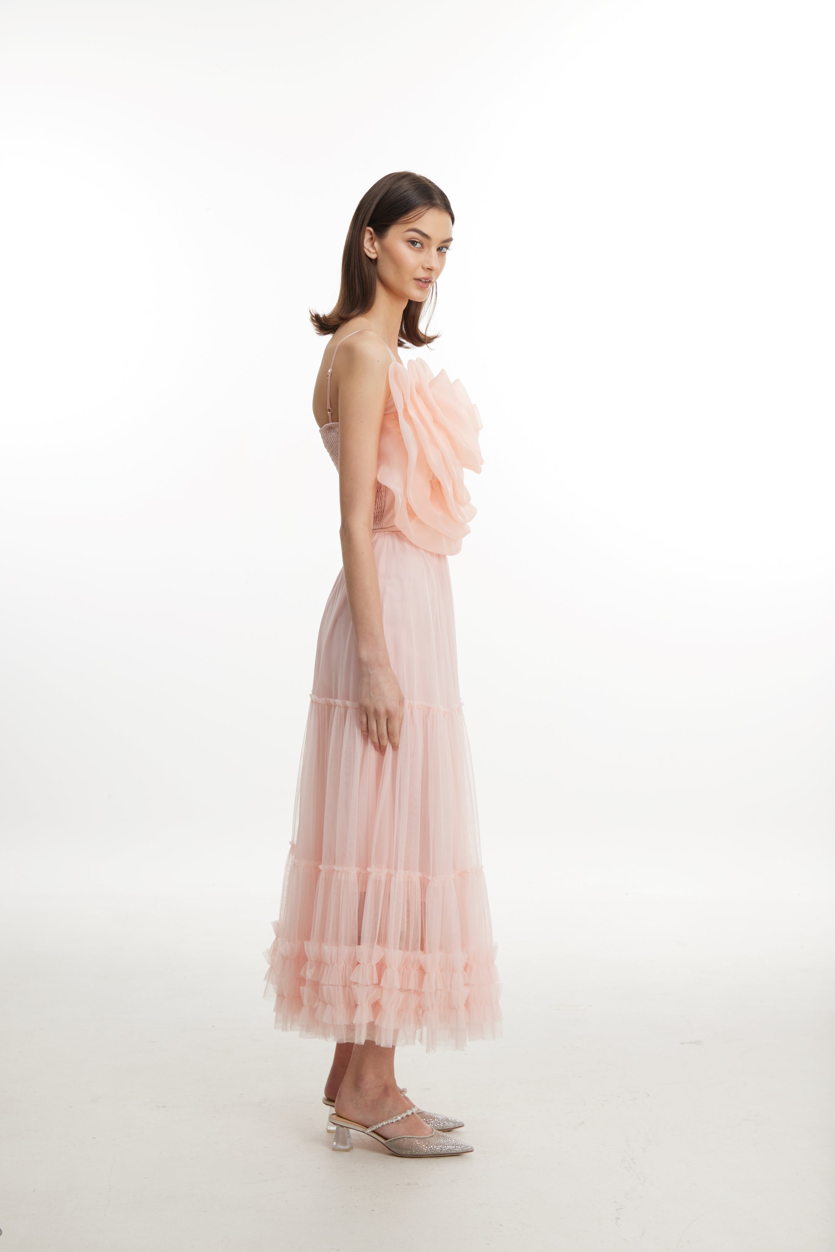 Pink rose lace skirt