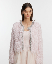 Stylish pink plush outerwear