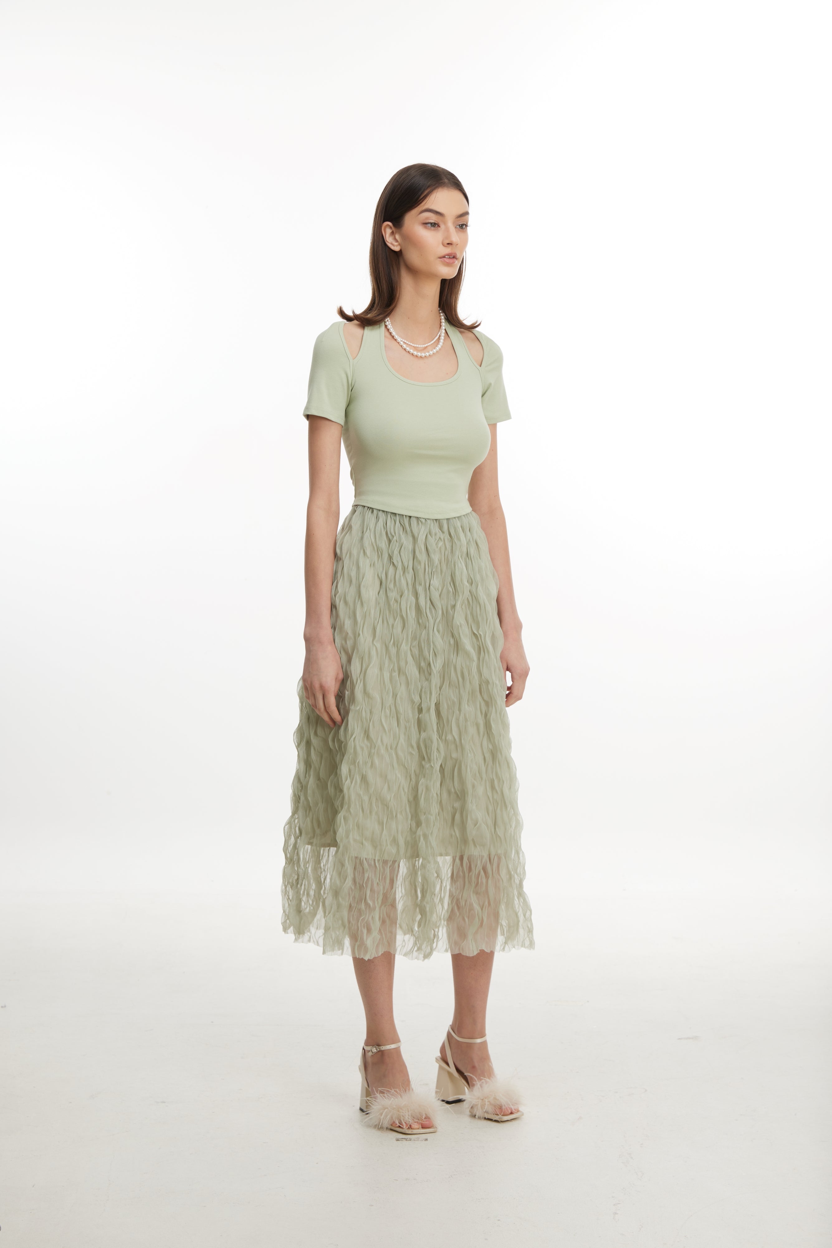 Green lace skirt